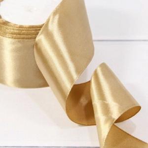 Лента атласная сатин 5 см*25 Y Золотисто-бежевый 50/105