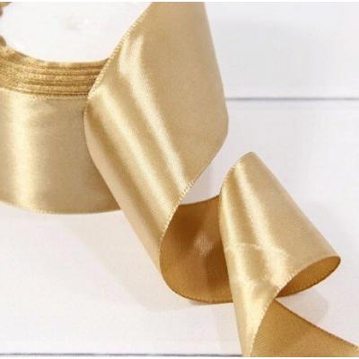 Лента атласная сатин 5 см*25 Y Золотисто-бежевый 50/105