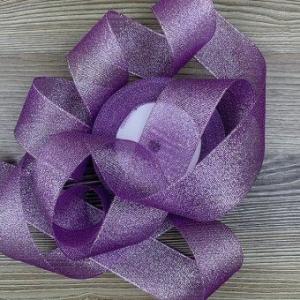 Лента парча с блеском 3.8 см*25 Y Фиолетовая 5 шт/уп