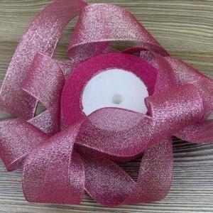 Лента парча с блеском 3.8 см*25 Y Фуксия 5 шт/уп