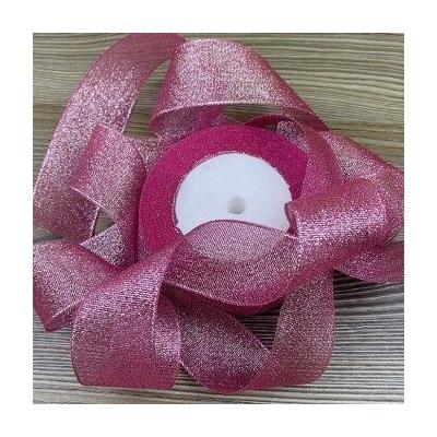 Лента парча с блеском 3.8 см*25 Y Фуксия 5 шт/уп