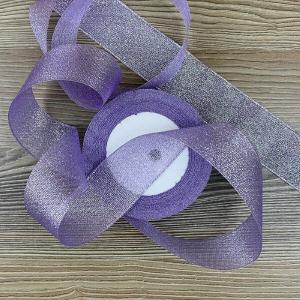 Лента парча с блеском 3.8 см*25 Y Голубая 5 шт/уп