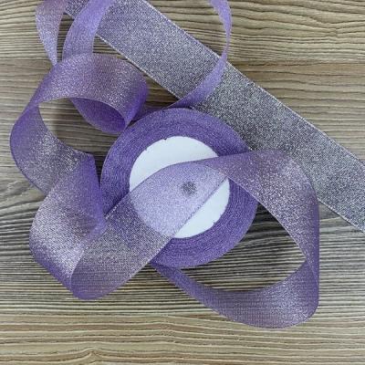 Лента парча с блеском 3.8 см*25 Y Голубая 5 шт/уп