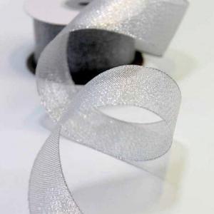 Лента парча с блеском 3.8 см*25 Y Серебряная 557-38/S