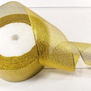 Лента парча с блеском 3.8 см*25 Y Золотая 557-38/G