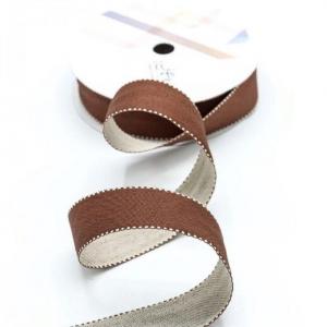 Лента полиэстер с каймой 2 см*20 Y Коричневый/Бежевый 443225