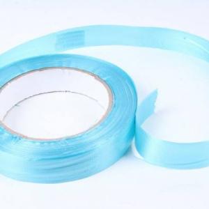 Лента полипропиленовая простая 2 см*50 ярд Однотонная тиснение дерево голубой P240
