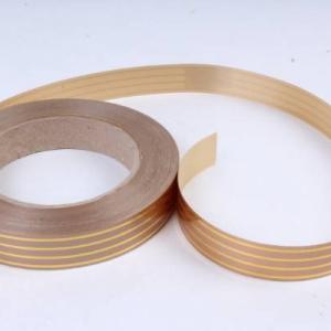 Лента полипропиленовая с золотой полосой 2 см*50 ярд Многополоска бронзовая 561215бр