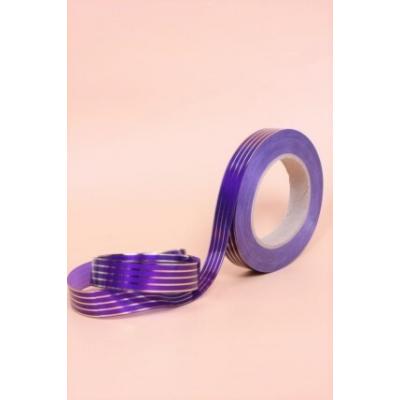 Лента полипропиленовая с золотой полосой 2 см*50 ярд Многополоска фиолетовая 561215ф