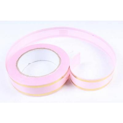 Лента полипропиленовая с золотой полосой 3 см*50 ярд Розовый 5600684