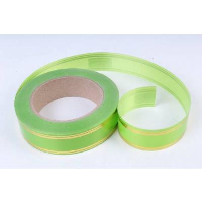 Лента полипропиленовая с золотой полосой 3 см*50 ярд Салатовый 5600683