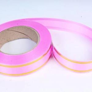 Лента полипропиленовая с золотой полосой 3 см*50 ярд Ярко-розовый 5600685