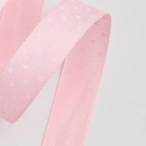 Лента репсовая 2 см*20 ярд Горох розовый 171394
