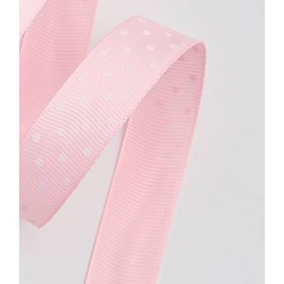 Лента репсовая 2 см*20 ярд Горох розовый 171394