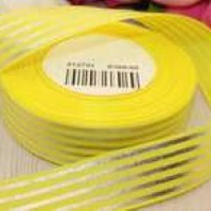 Лента репсовая 25 мм*25 Y Полоса серебряная желтая D360/60
