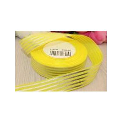 Лента репсовая 25 мм*25 Y Полоса серебряная желтая D360/60