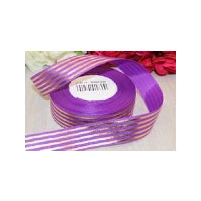 Лента репсовая 25 мм*25 Y Полоса золотая фиолетовая B260/100