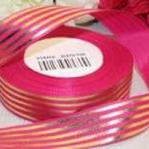 Лента репсовая 25 мм*25 Y Полоса золотая розовая D370/100