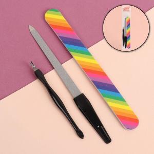 Маникюрный набор 3 предмета цвет чёрный/радужный 573280