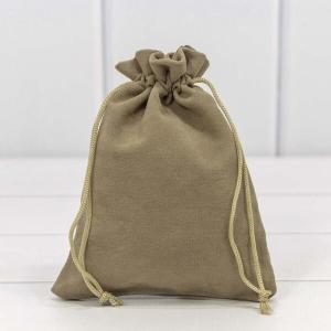 Мешочек подарочный бархатный 12*15 см Бежево-серый 441279