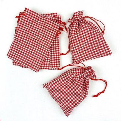 Мешочек подарочный лен искусственный 10*13 см Красно-белая клетка 538334