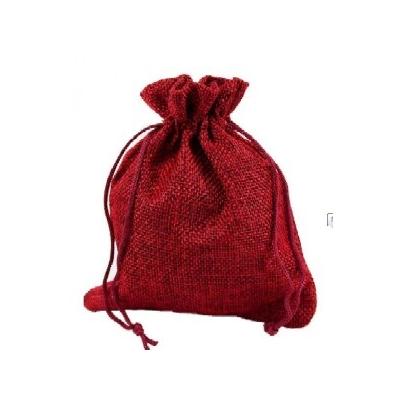 Мешочек подарочный лен искусственный 12*15 см Однотонный бордовый 44695бор
