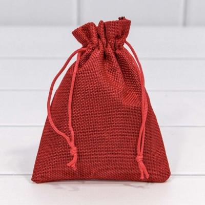 Мешочек подарочный лен искусственный 12*15 см Однотонный красный 44695к