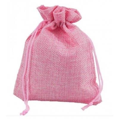 Мешочек подарочный лен искусственный 12*15 см Однотонный розовый 44695роз