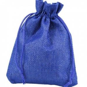 Мешочек подарочный лен искусственный 12*15 см Однотонный синий 44695син