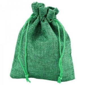 Мешочек подарочный лен искусственный 12*15 см Однотонный зеленый 44695зел