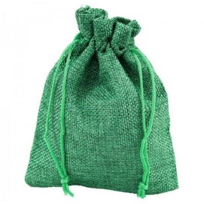 Мешочек подарочный лен искусственный 12*15 см Однотонный зеленый 44695зел