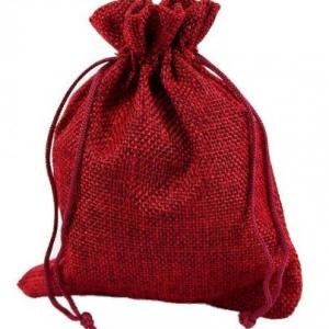 Мешочек подарочный лен искусственный 14*20 см Однотонный бордовый 444952