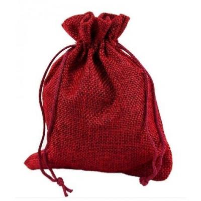 Мешочек подарочный лен искусственный 14*20 см Однотонный бордовый 444952