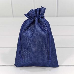Мешочек подарочный лен искусственный 14*20 см Однотонный синий 444958