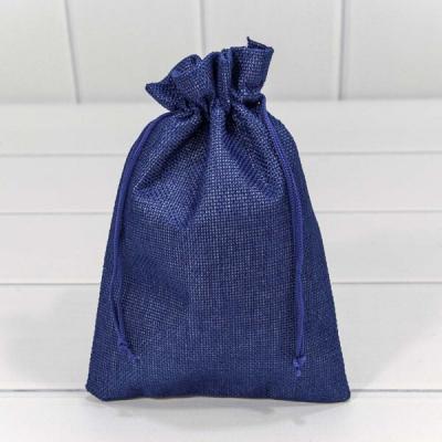 Мешочек подарочный лен искусственный 14*20 см Однотонный синий 444958