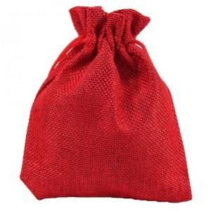 Мешочек подарочный лен искусственный 18*23 см Красный 446511