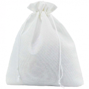 Мешочек подарочный лен искусственный 18*23 см Однотонный белый 44651бел