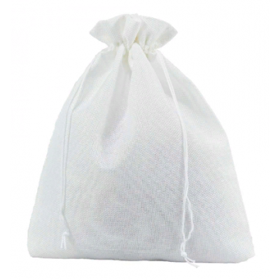 Мешочек подарочный лен искусственный 18*23 см Однотонный белый 44651бел