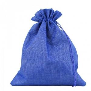 Мешочек подарочный лен искусственный 18*23 см Однотонный синий 44651с
