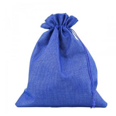 Мешочек подарочный лен искусственный 18*23 см Однотонный синий 44651с