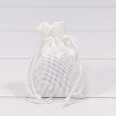 Мешочек подарочный лен искусственный 7*9 см Однотонный белый 443267