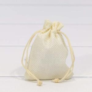 Мешочек подарочный лен искусственный 7*9 см Однотонный бежевый 443246