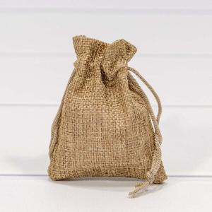 Мешочек подарочный лен искусственный 7*9 см Однотонный натуральный 443245