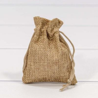 Мешочек подарочный лен искусственный 7*9 см Однотонный натуральный 443245