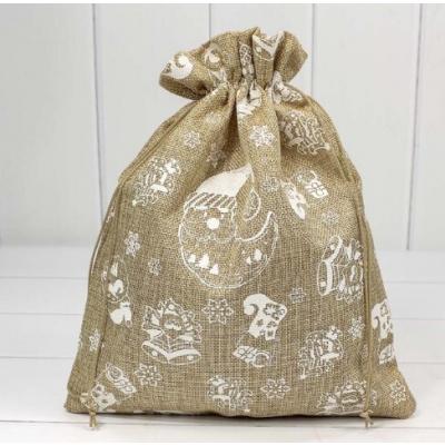 Мешок новогодний подарочный лен искусственный 26*32 см 