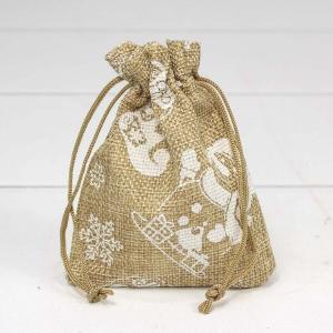 Мешок новогодний подарочный лен искусственный 9*12 см 