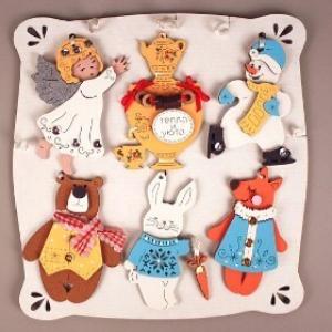 Набор деревянных елочных украшений 6 шт 