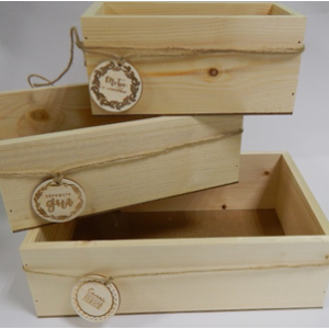 Набор деревянных кашпо 3 в 1 без ручки с шильдиком №1 натуральный 23075