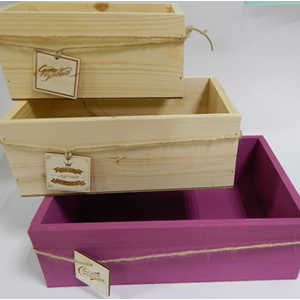 Набор деревянных кашпо 3 в 1 без ручки с шильдиком №2 большой бордовый 23076