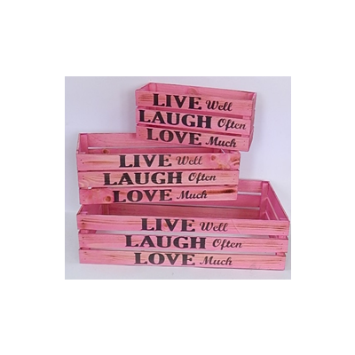 Набор деревянных ящиков 3 в 1 50*30*12 см Live пастельный розовый 230943